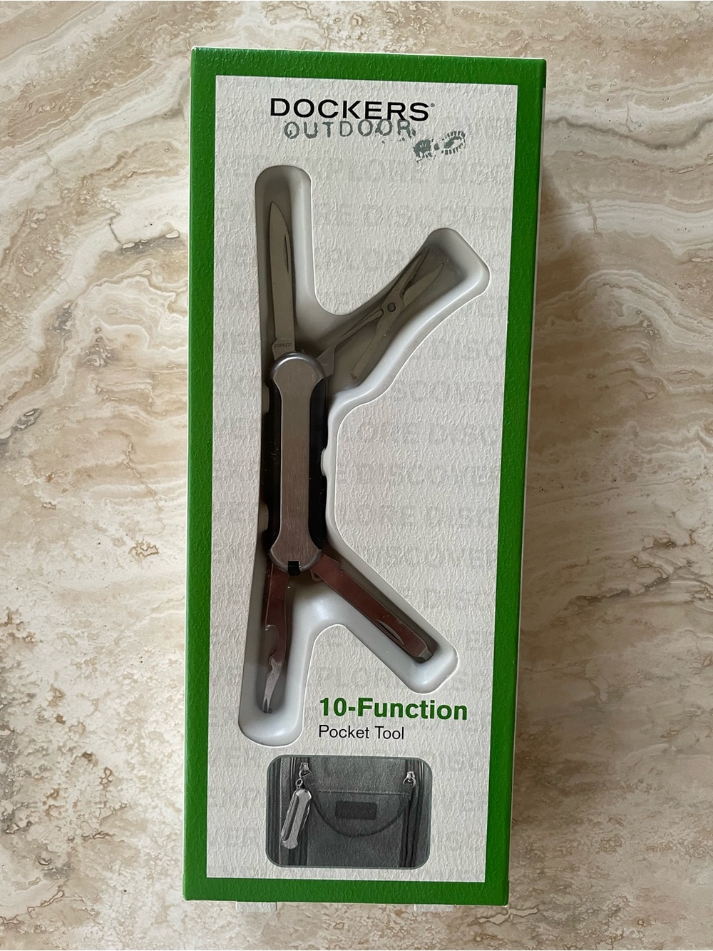 NIB Dockers Outdoor 10-Function Pocket Tool with LED Light, Key Ring, and more